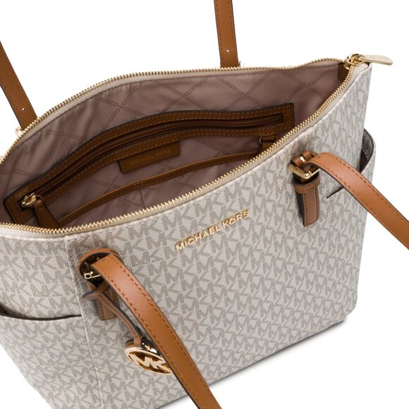 SALE! ✅ Michael Kors Jet Set EW Logo Tote Bag Vanilla / Acorn ⭐ NWT - Picture 5 of 17